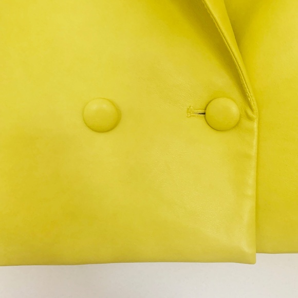 7 For All Mankind Jacket - Faux leather Cropped Biker Coat in Yellow - Size S - Picture 12 of 12